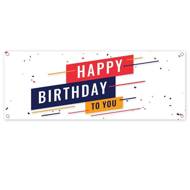 Non-Fabric Happy Birthday 13 oz Banner Heavy-Duty Vinyl Single-Sided with Metal Grommets Non-Fabric Happy Birthday 13 oz Banner Heavy-Duty Vinyl Single-Sided with Metal Grommets